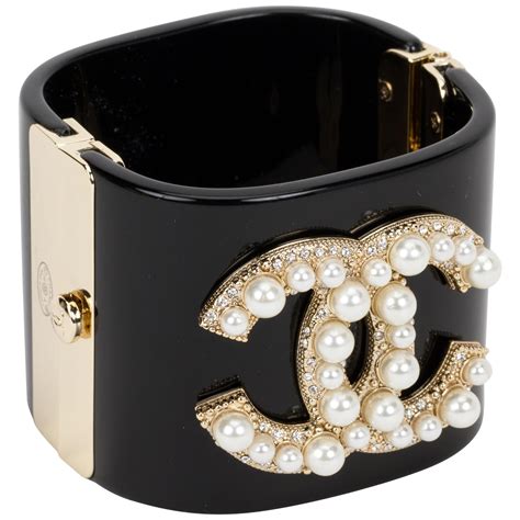 chanel cuff bracelet with pearl|vintage chanel cuff bracelet.